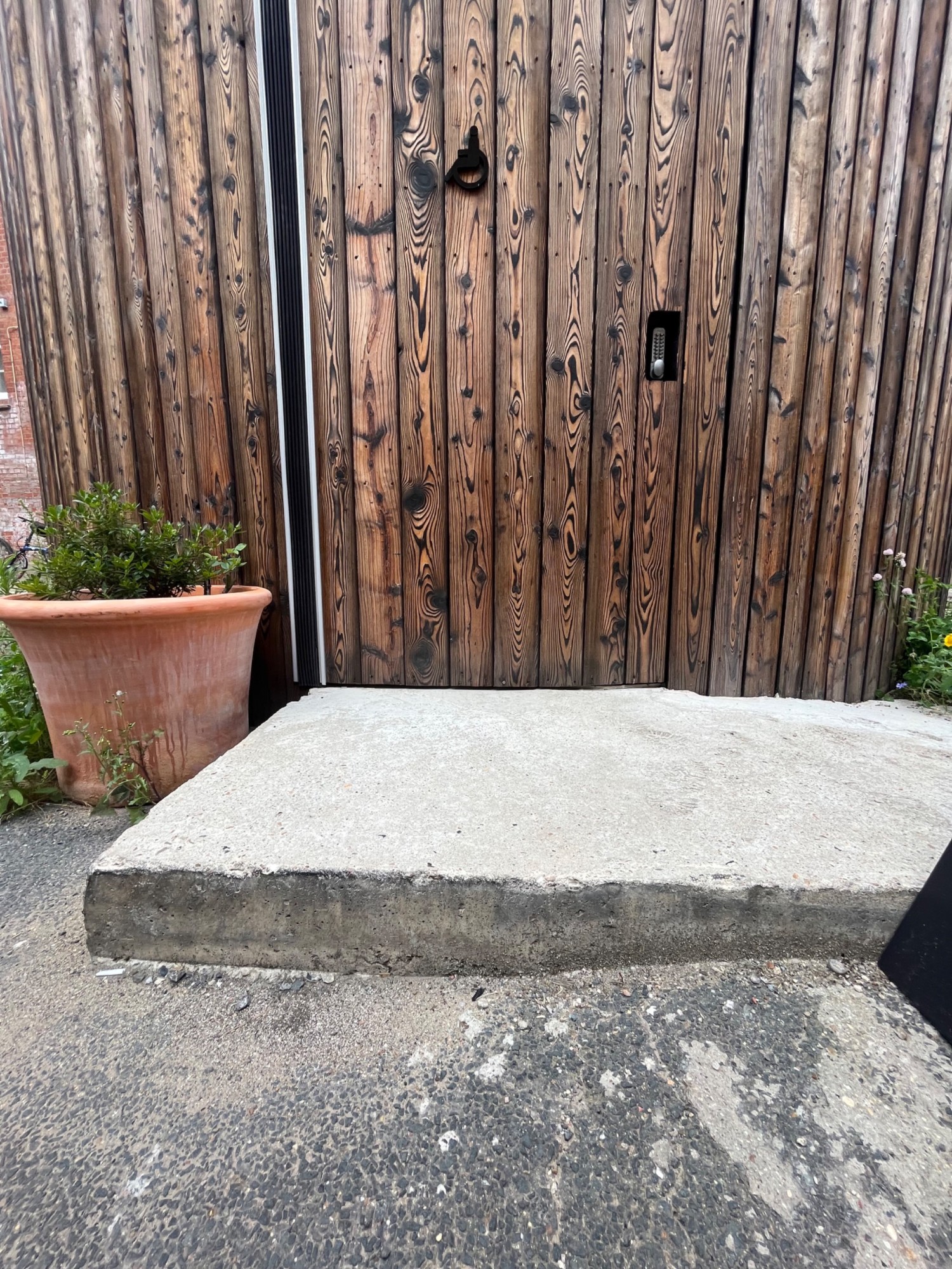 Step up before door.