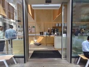 Automatic glass door ahead.