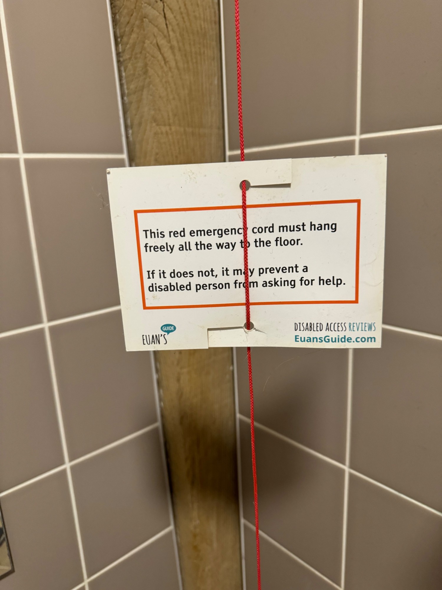 Emergency pull cord with the do not tie card on