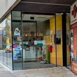 Front entrance.
Automatic doors.
Level access.