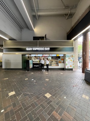 No entrance door leading to kiosk ahead.