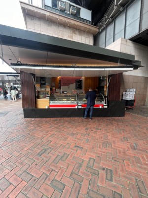 No door leading to kiosk service counter.