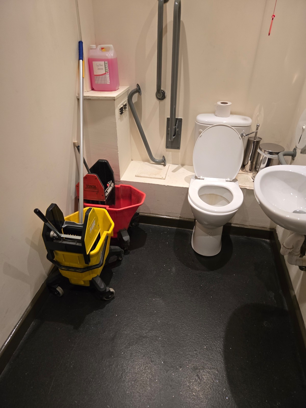 I have requested the mops to be moved a couple times now. It is very clean however.
No radar lock so anyone can access.