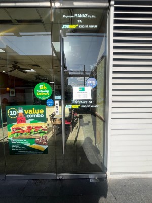 Glass door. Push from left to open.