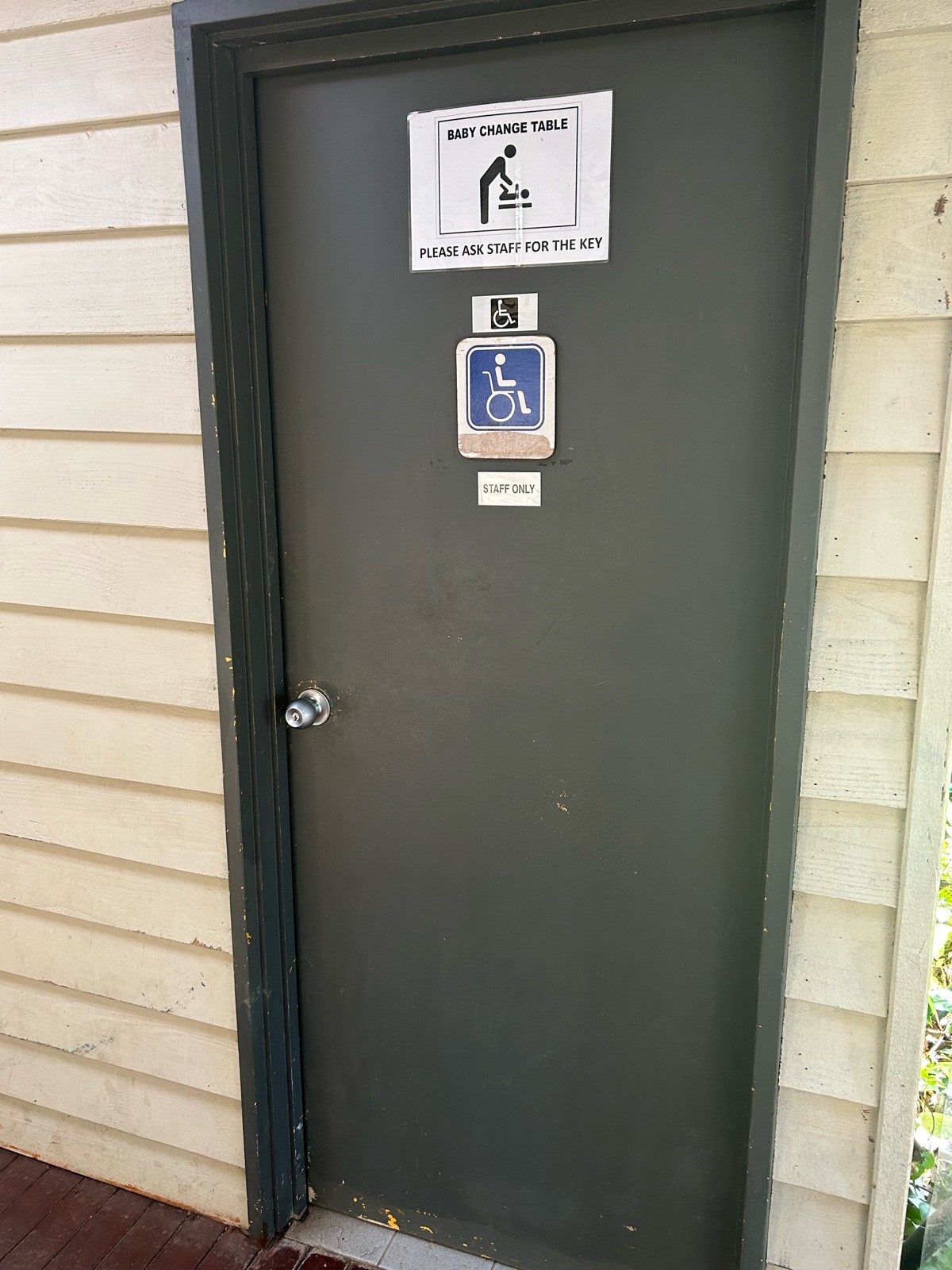 Bathroom is locked and you need to get a key from staff