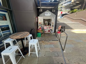 No door leading to kiosk service counter.