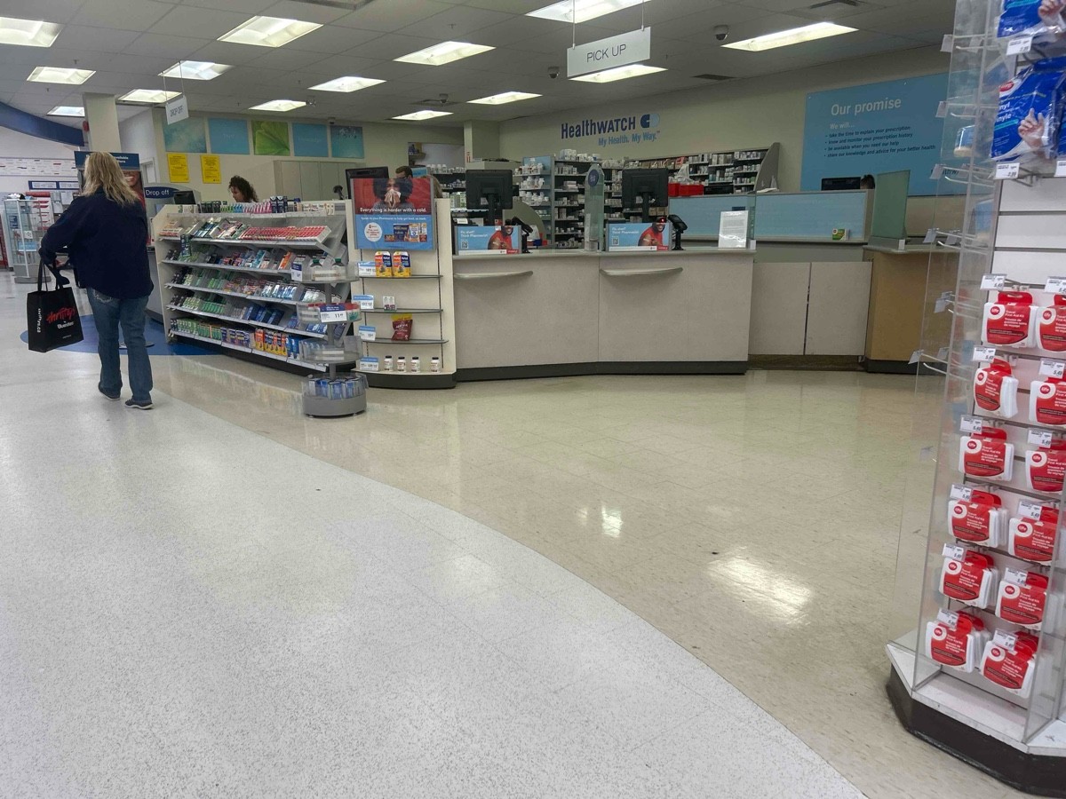 Pharmacy at the back of the store