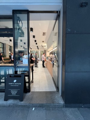Glass door. Push from left to open.