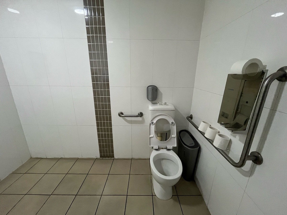 From door facing straight. Toilet on wall ahead.