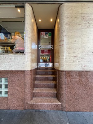 Steps to main entrance. 6 steps up to door.