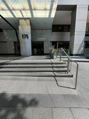 Staircase leading to entrance.