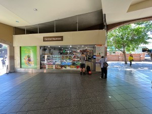 No door leading to kiosk counter.