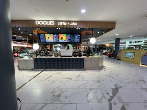 No door leading to kiosk service counter.