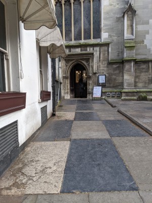 Path ahead to main entrance on back.