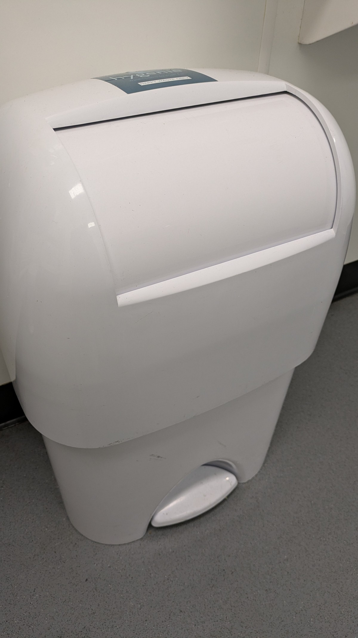 Nappy disposal as the room is also used for baby changing. The table currently stays folded however again, this is a foot operated bin so inaccessible