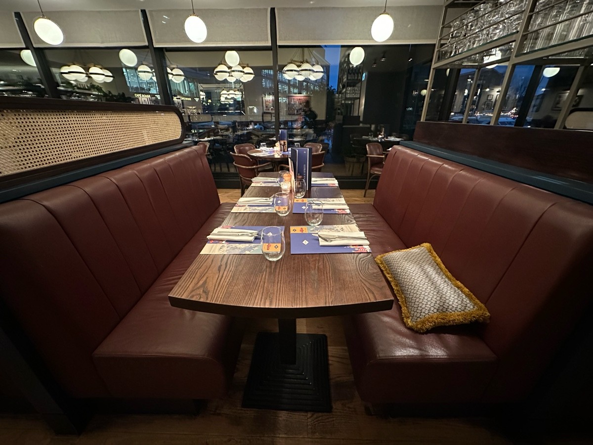 From half booths facing left. Booth ahead.