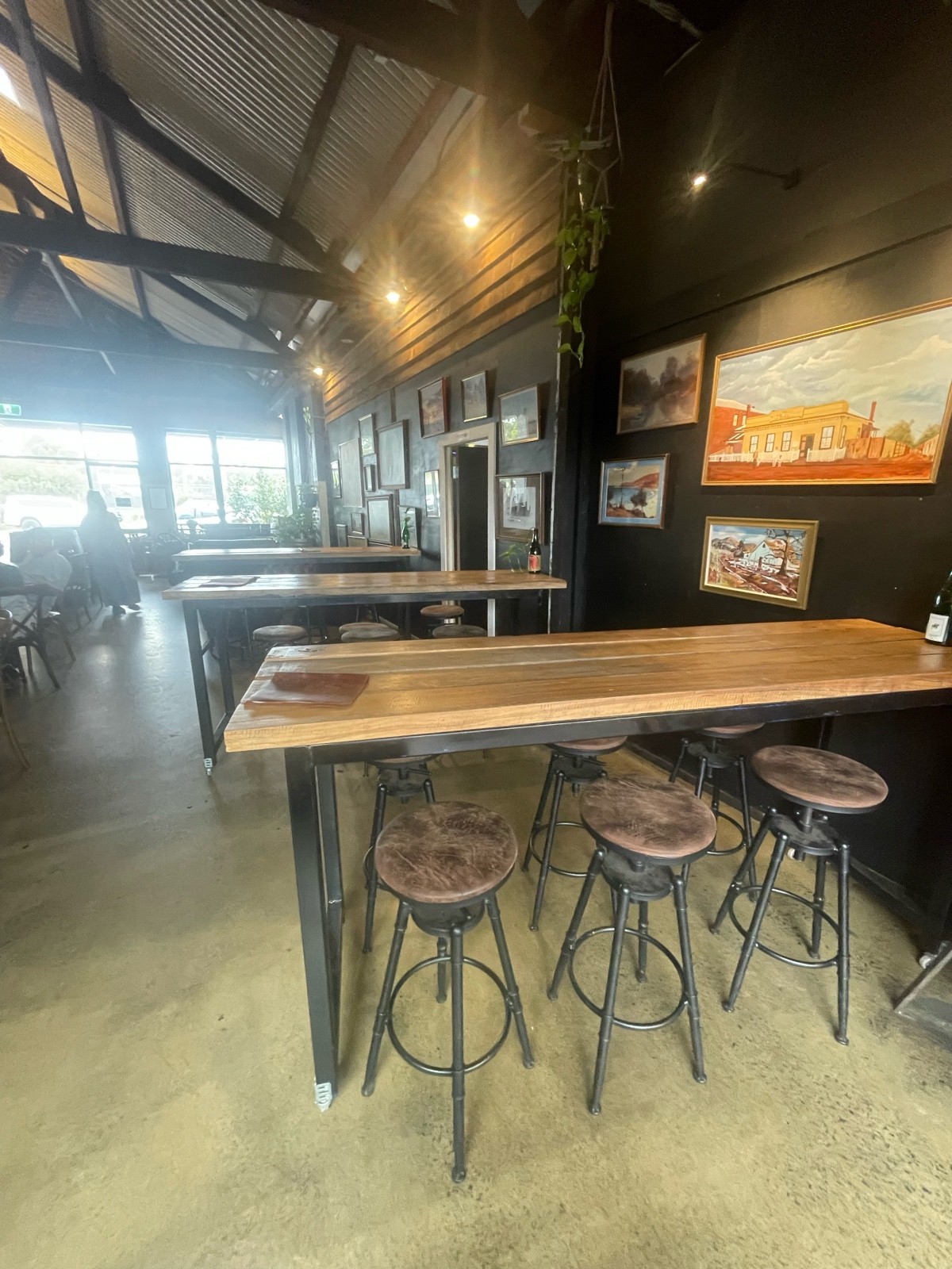 Three lots of high bar tables with stools