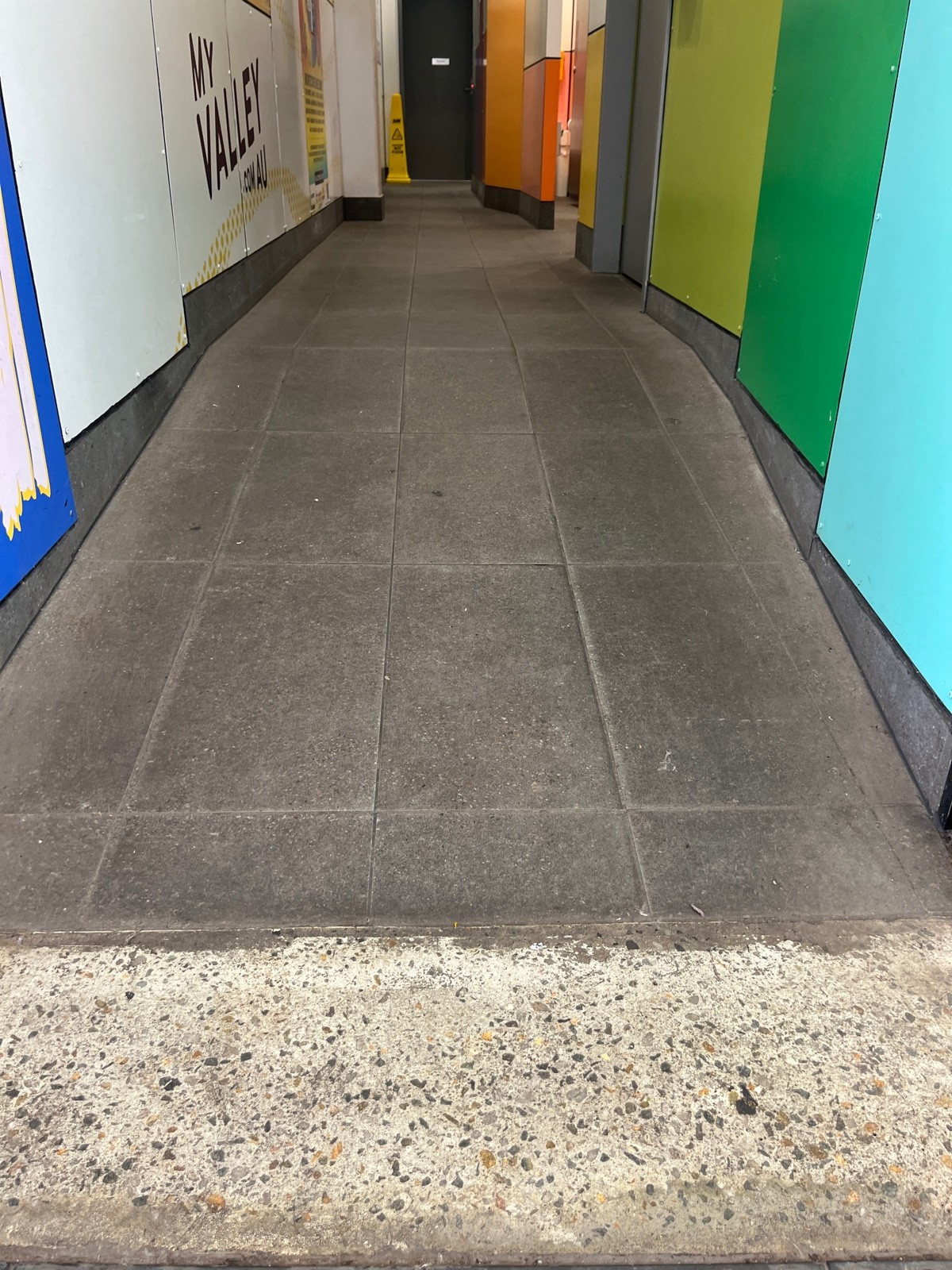 Small bump at foot of archway followed by built in ramp up through archway.