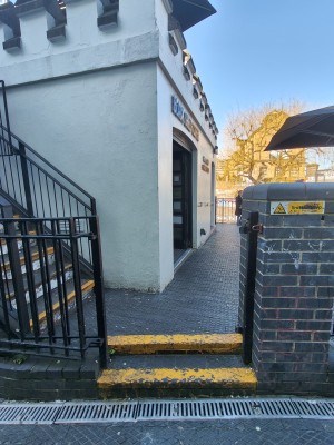From left side of venue facing right. Two steps up to venue.