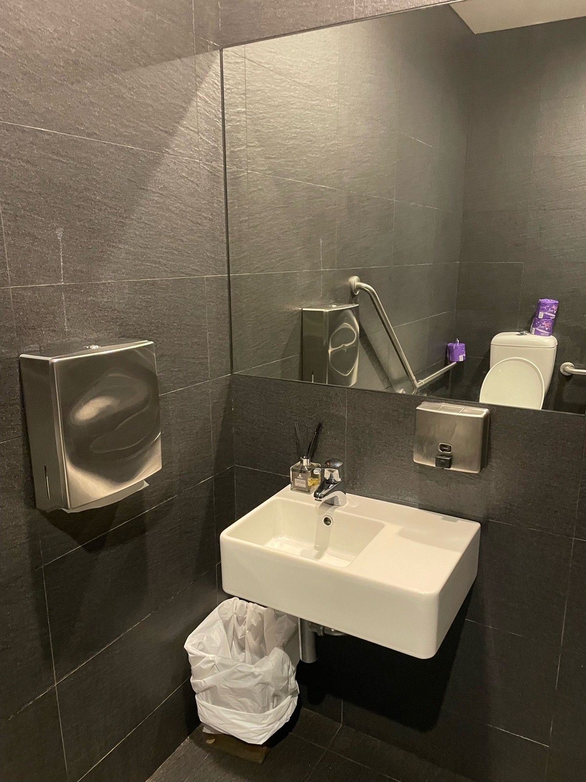 Toilet sink bin and hand towels