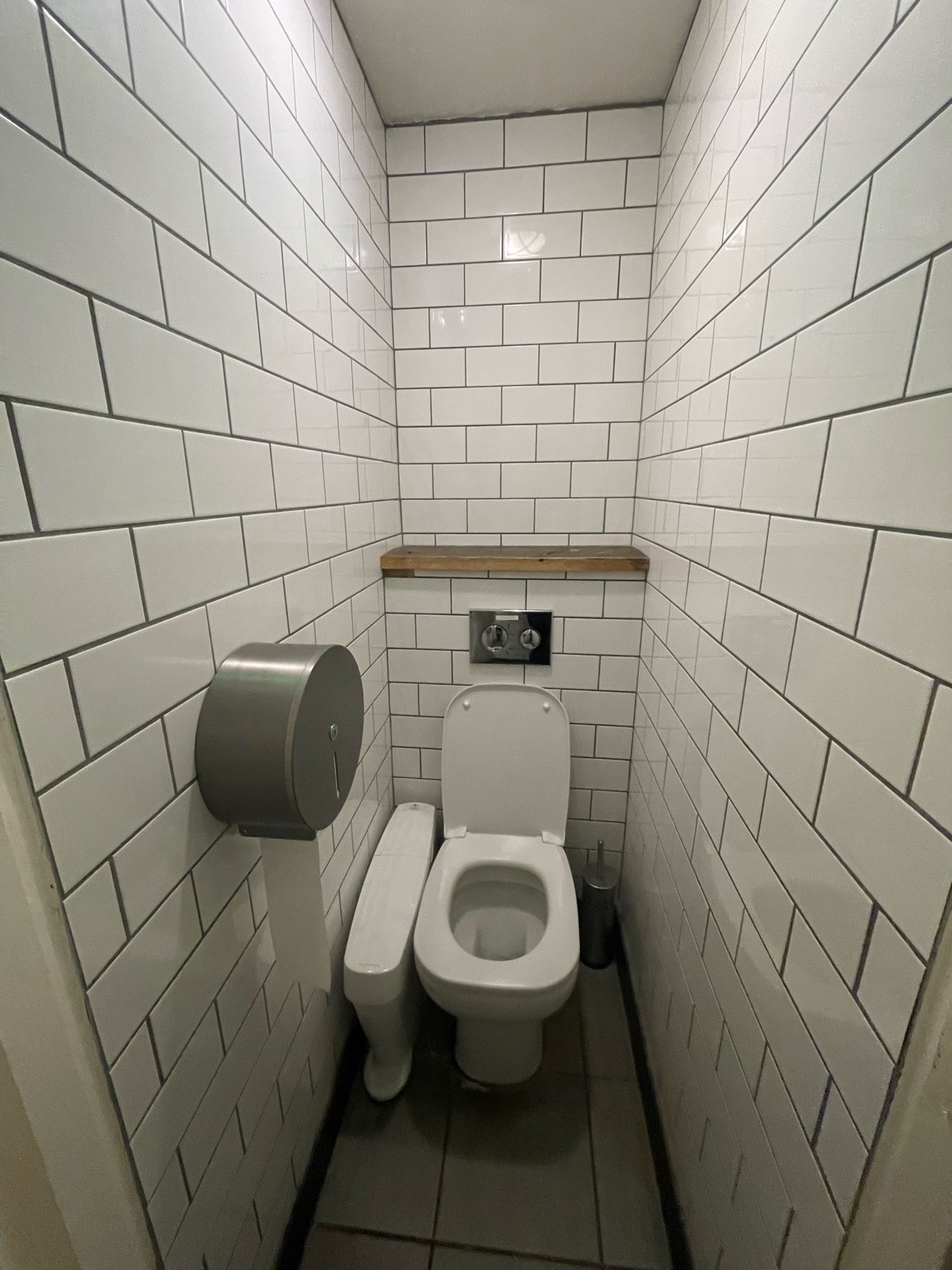 From doorway facing straight. Toilet ahead at back.