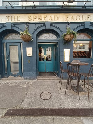 From left of venue, facing right. Two steps up to doorway at back. Outdoor seating on right. Doorbell on left of doorway.