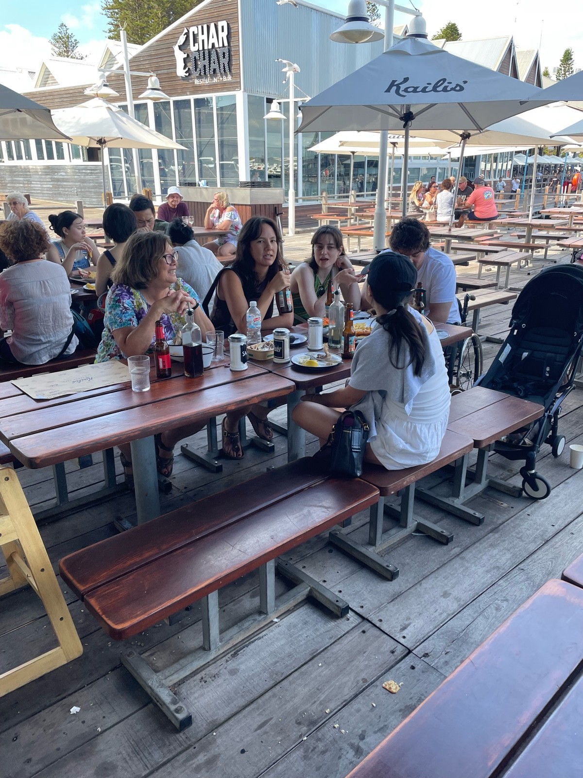 Bench tables as well at regular seated tables where you can move chairs