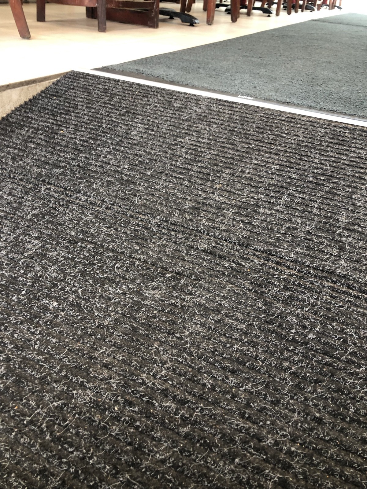 Close up of built-in ramp sloping upwards.
