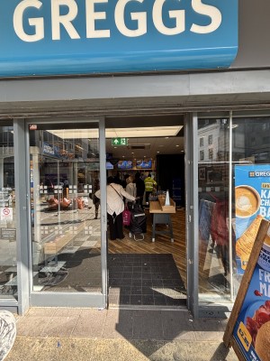Glass doors ahead. Slide from right to left to open.