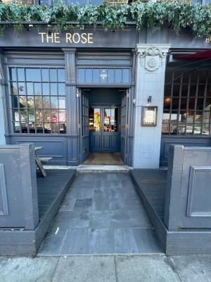 Facing opening ahead. Entrance doors ahead at back.
