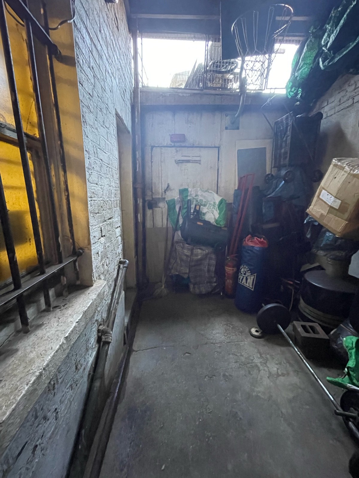 From doorway facing left. Path to bathroom ahead. Toilet at back left.