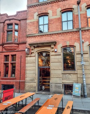This photo shows the front door. There’s a small step at the front door and around 7 stairs.
The door is glass with a silver handle on the right