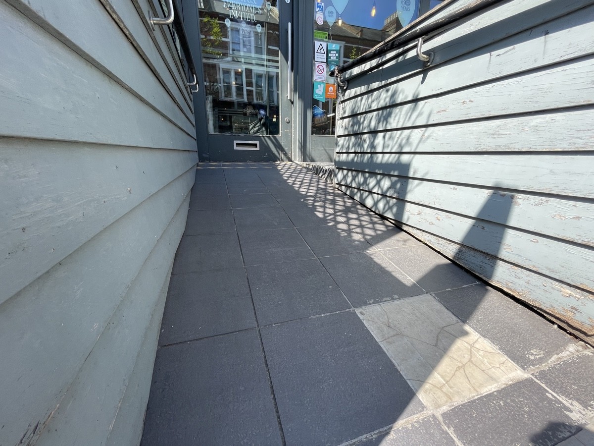 Ramp leading up to entrance door.
