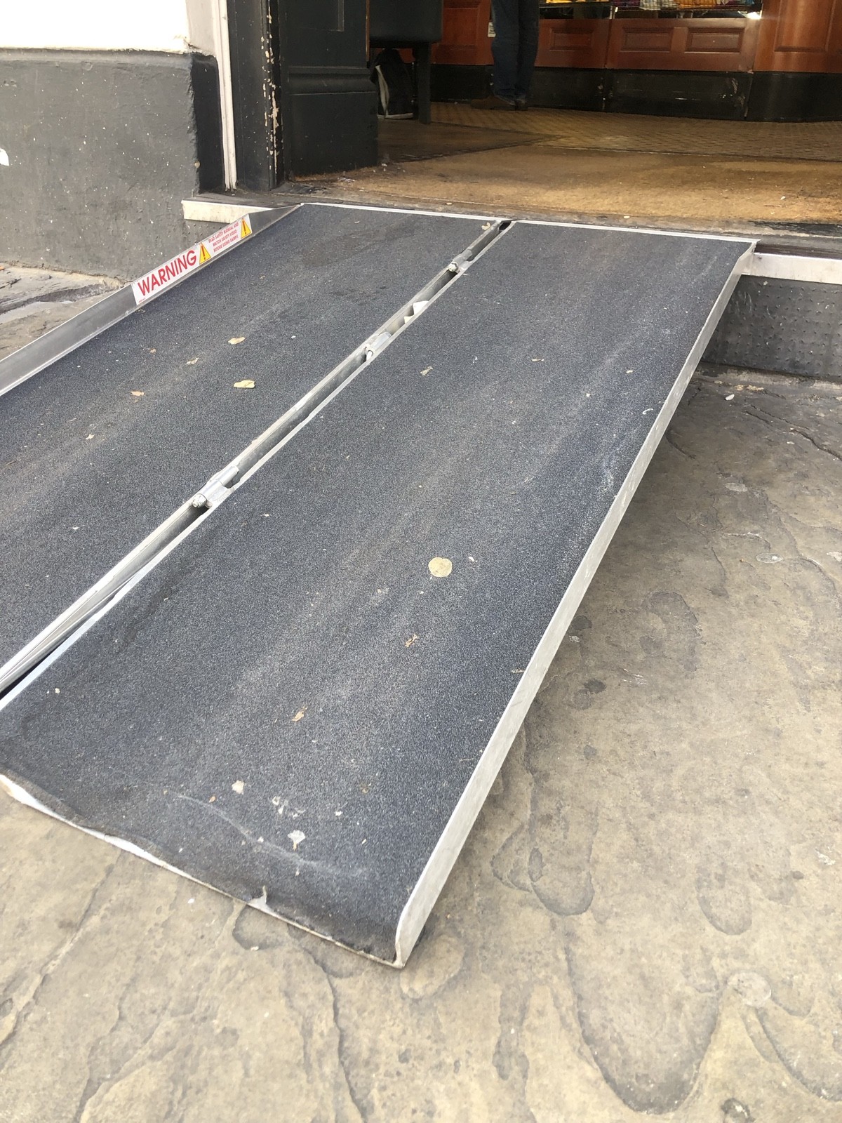 Close up of ramp sloping upwards.