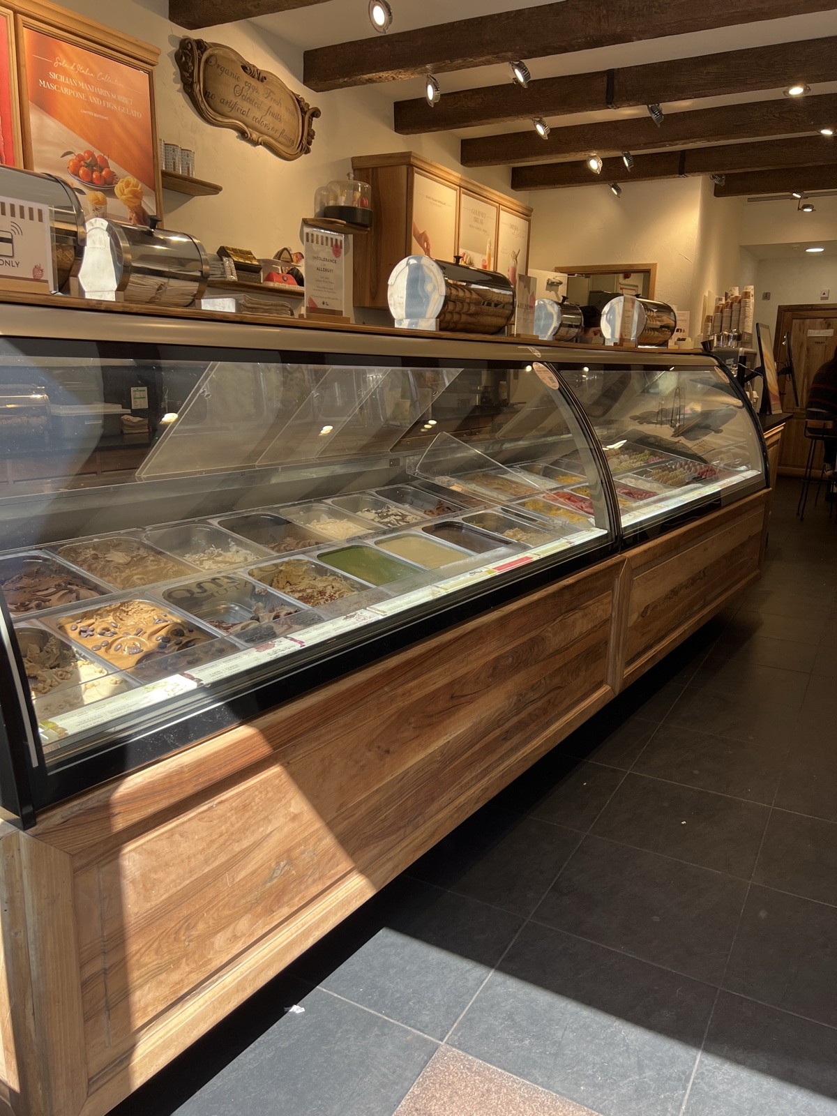 Glass surfaces and exposed bulbs.