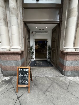 Preceding brown doors ahead. Push from handles in centre to open.