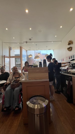 From back of place facing back. Counter at back