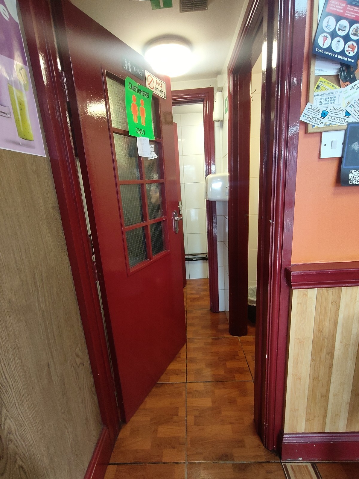 From doorway, facing straight. Path ahead to bathroom.