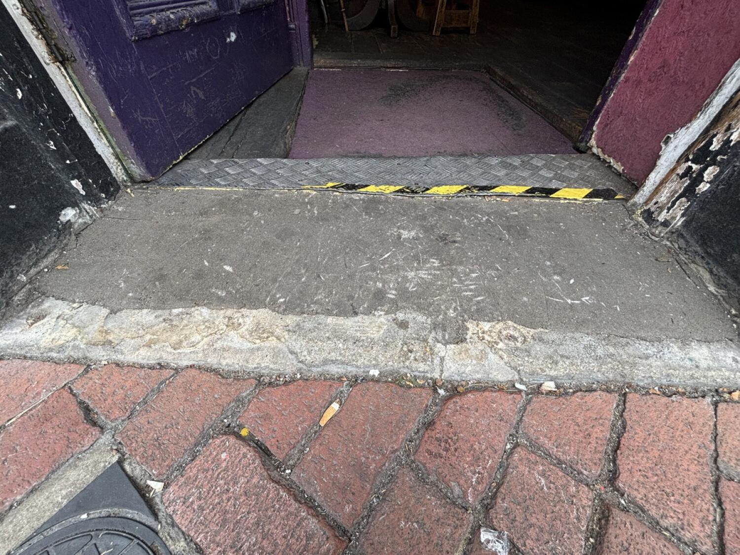 Bump before metal bump ahead. Doormat following.