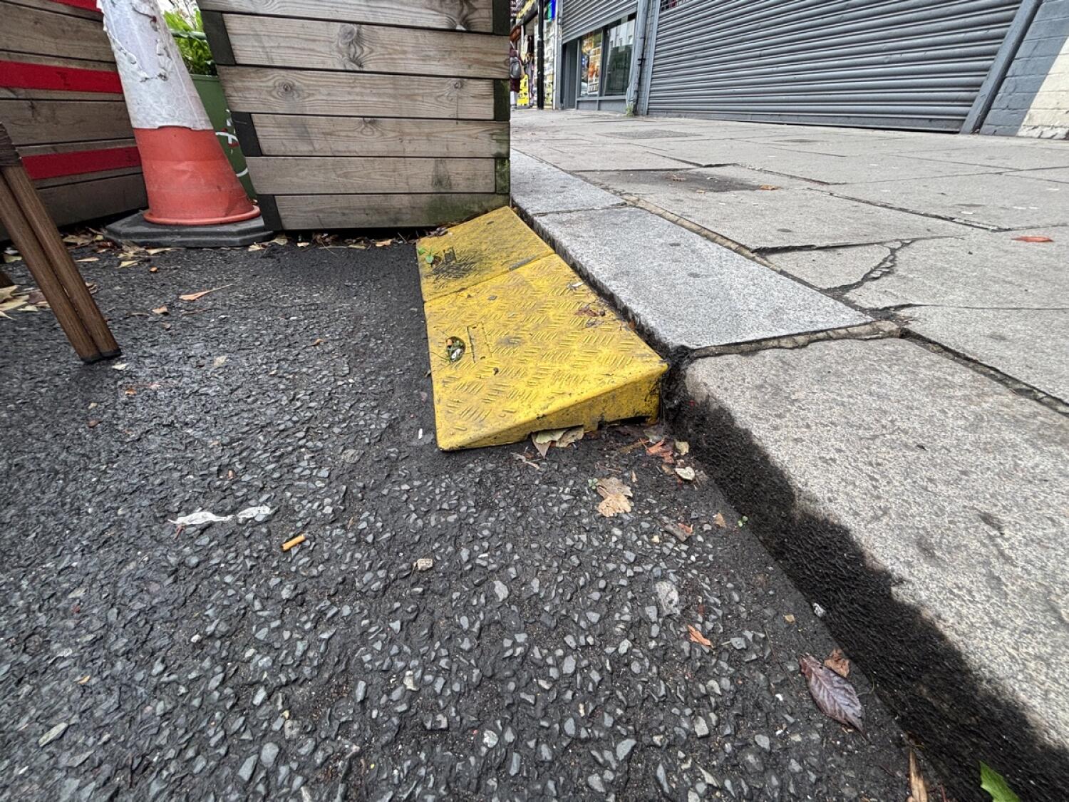 Ramp down on step.