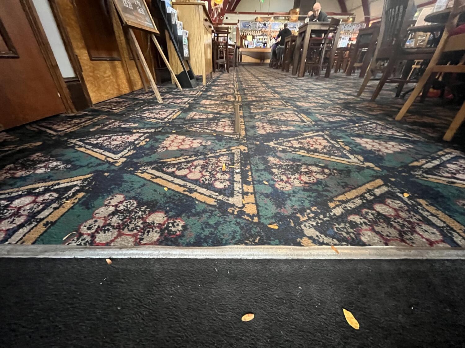 Small bump at door followed by a carpet.