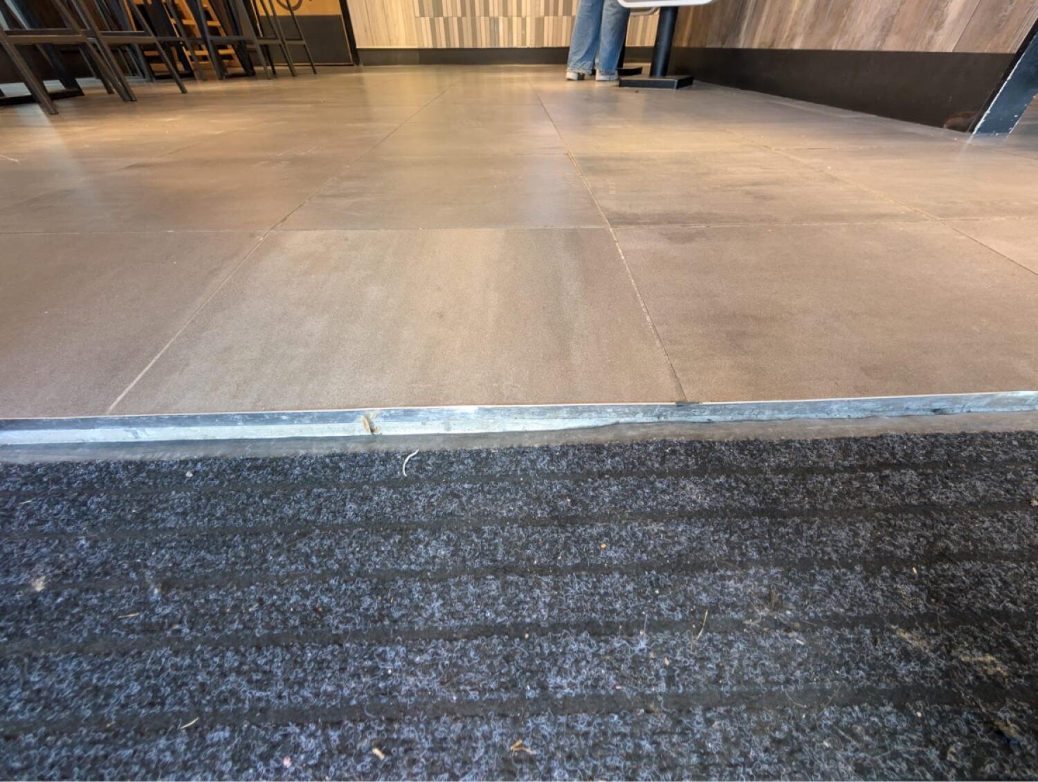 Raised edge at end of doormat.
