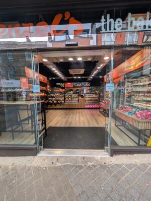 Automatic glass doors ahead.