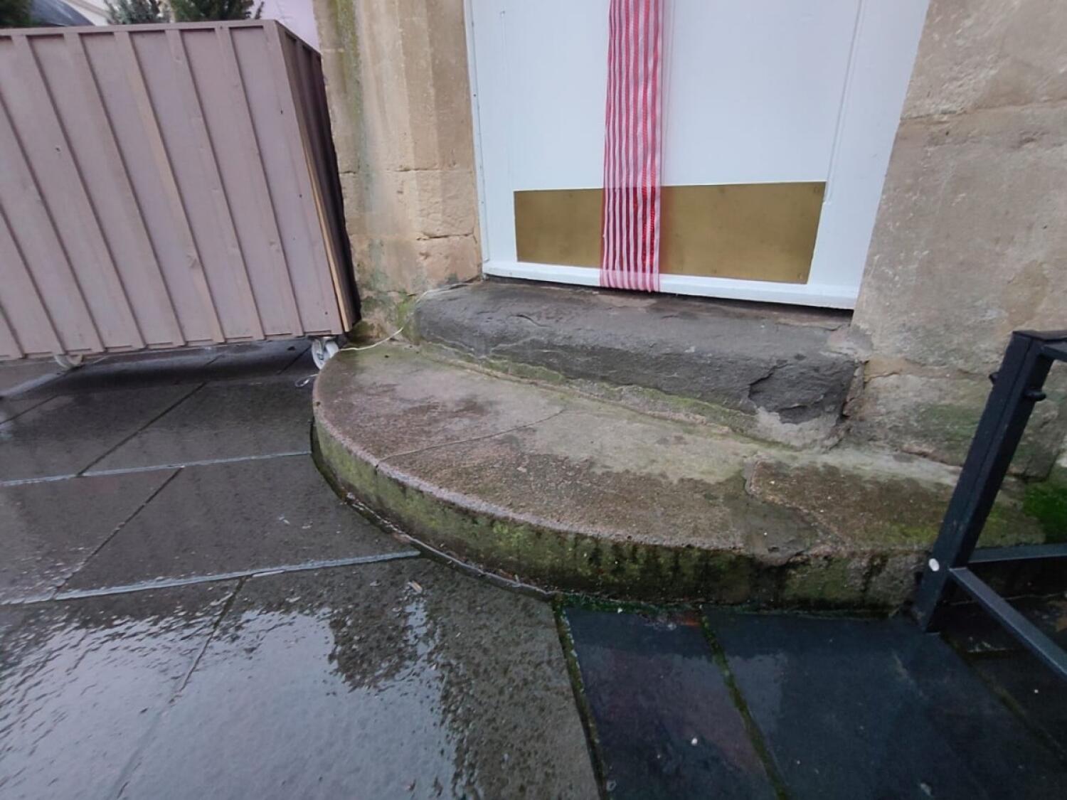 Two steps up to venue.