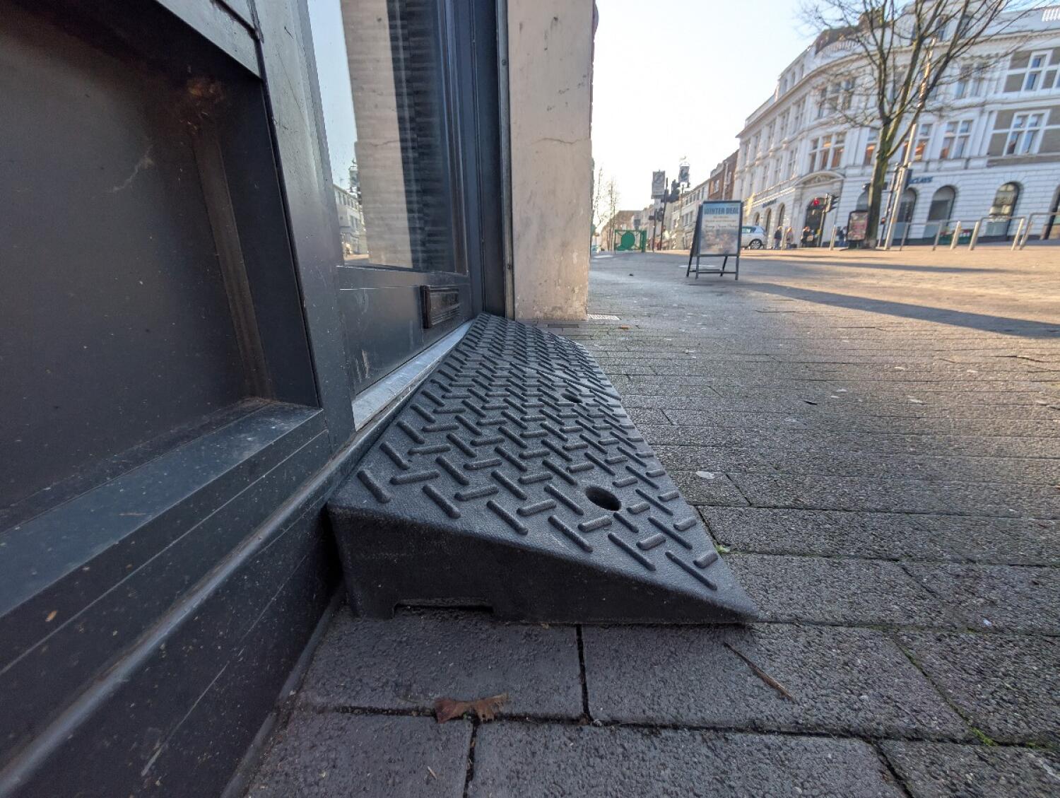 Ramp before door.