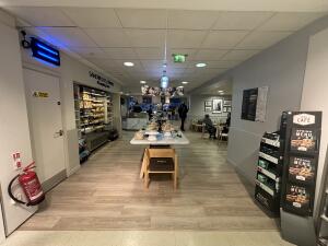 Opening ahead to cafe.