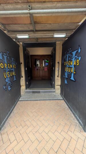 Open archway ahead.
