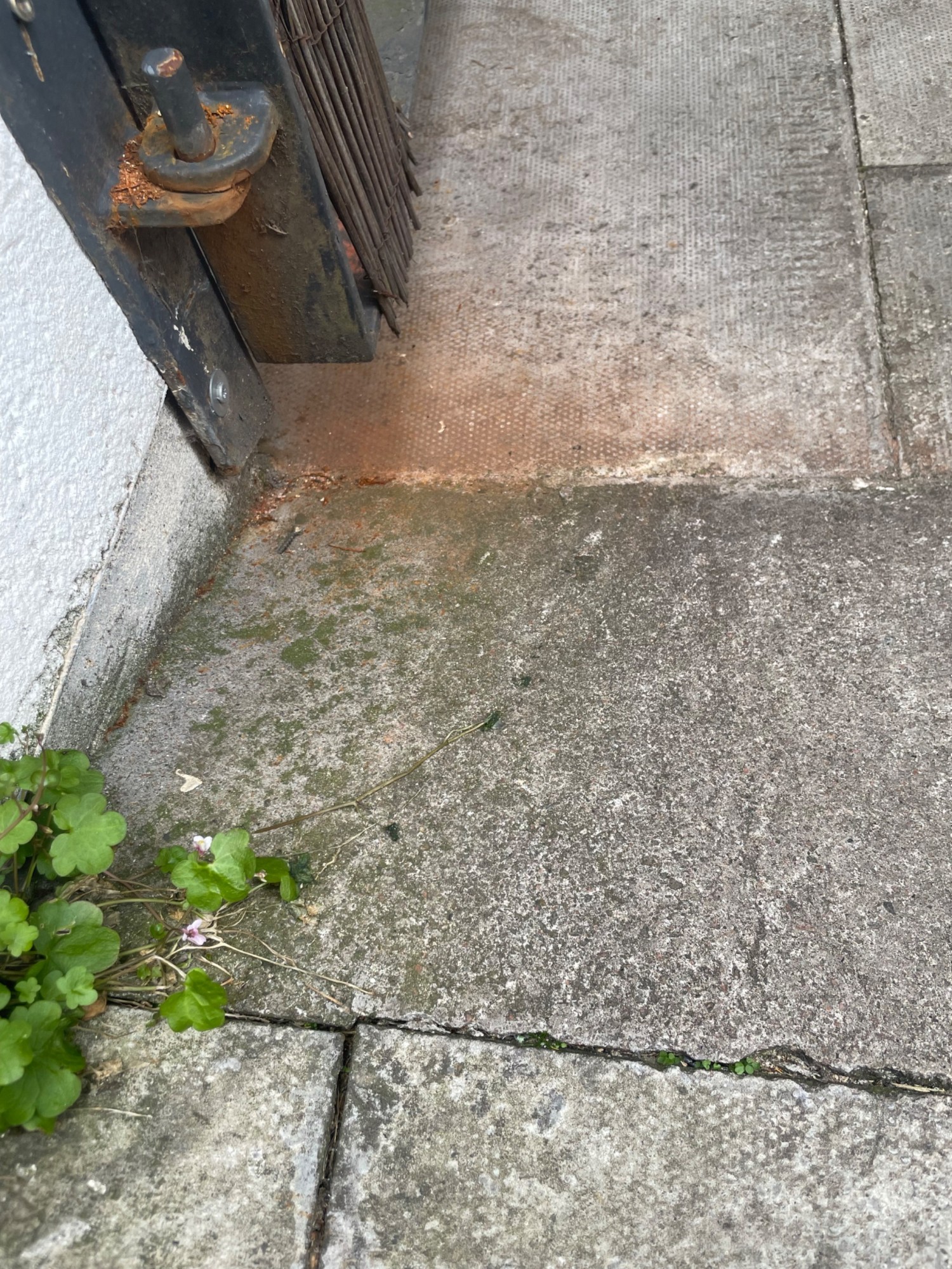 Small in-built ramp at the entrance metallic door to outdoor seating area.