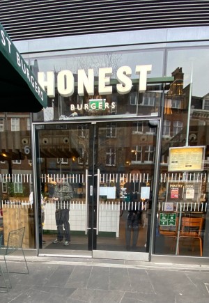 Glass doors. Pull handles in centre to open.