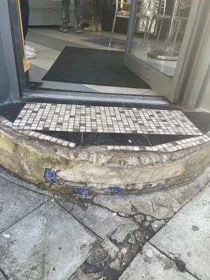 Large step and small bump upon entry.